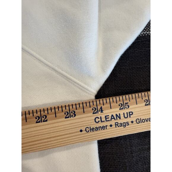 TNA Aritzia Cozy Fleece Long Sleeve Cropped Length Sweatshirt White Large - Picture 7 of 8